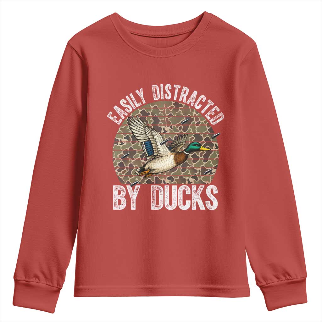 Duck Hunting Gift Youth Sweatshirt Easily Distracted By Ducks - Wonder Print Shop