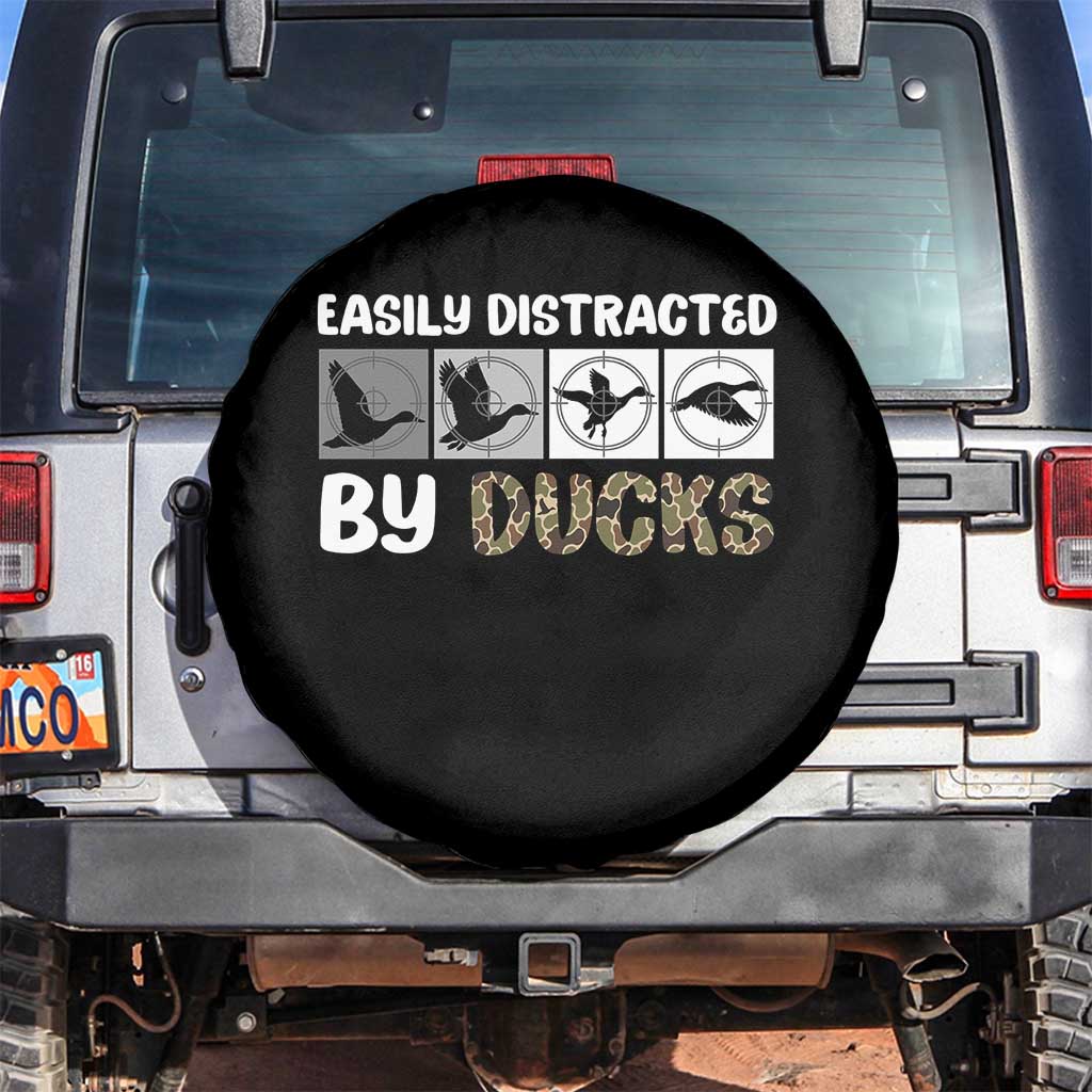 Funny Hunting Gift Spare Tire Cover Easily Distracted By Ducks Outdoor Lover - Wonder Print Shop