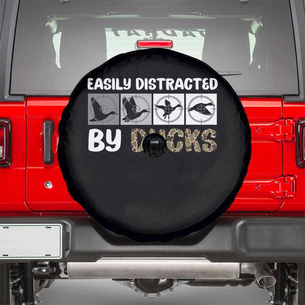 Funny Hunting Gift Spare Tire Cover Easily Distracted By Ducks Outdoor Lover - Wonder Print Shop