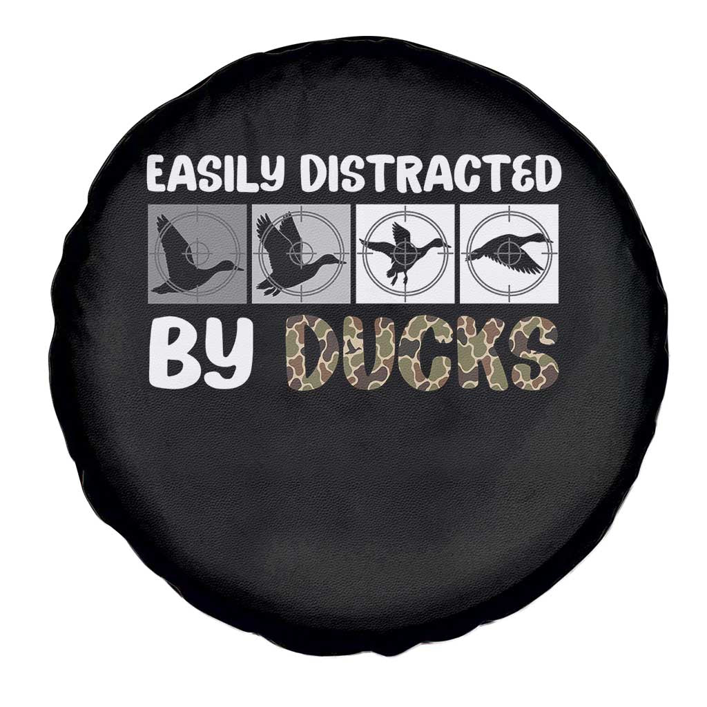 Funny Hunting Gift Spare Tire Cover Easily Distracted By Ducks Outdoor Lover - Wonder Print Shop