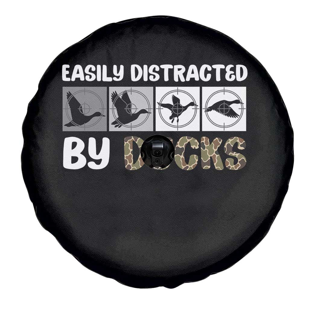 Funny Hunting Gift Spare Tire Cover Easily Distracted By Ducks Outdoor Lover - Wonder Print Shop