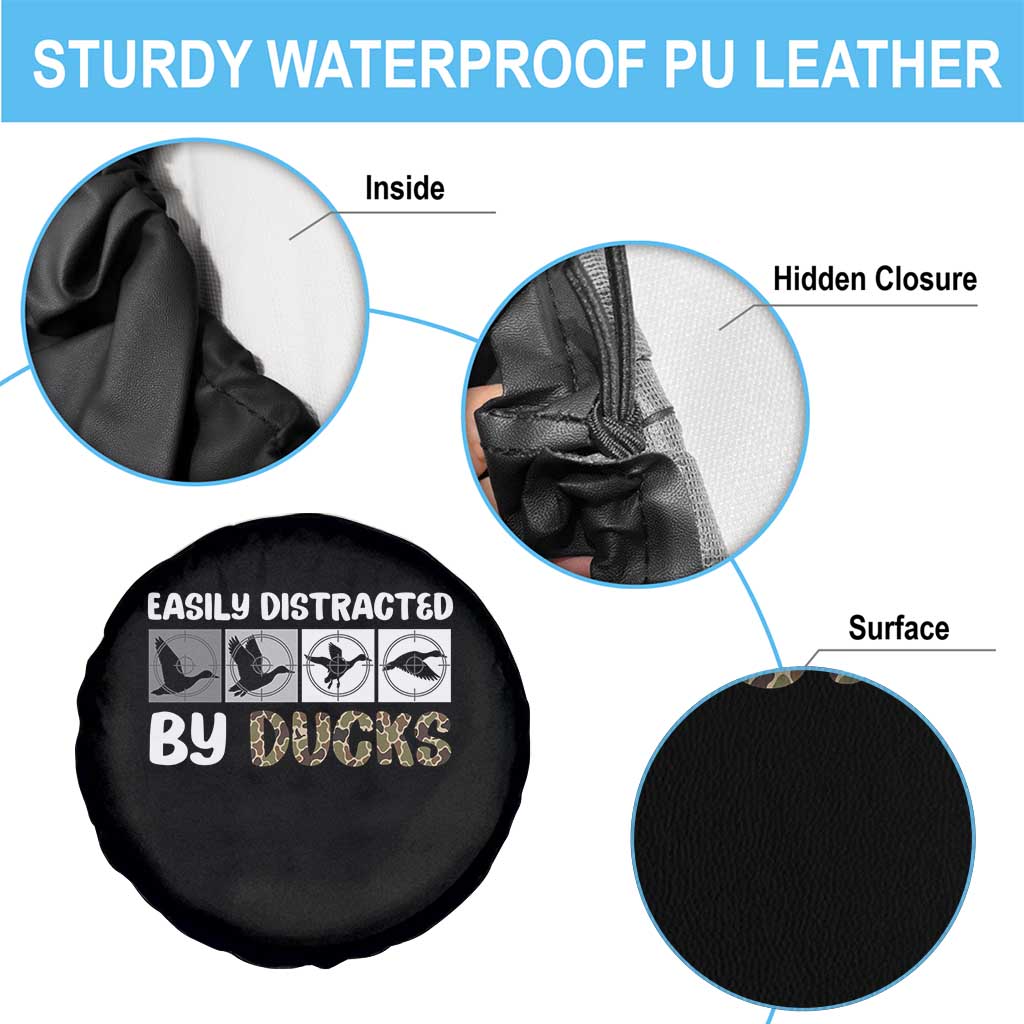 Funny Hunting Gift Spare Tire Cover Easily Distracted By Ducks Outdoor Lover - Wonder Print Shop