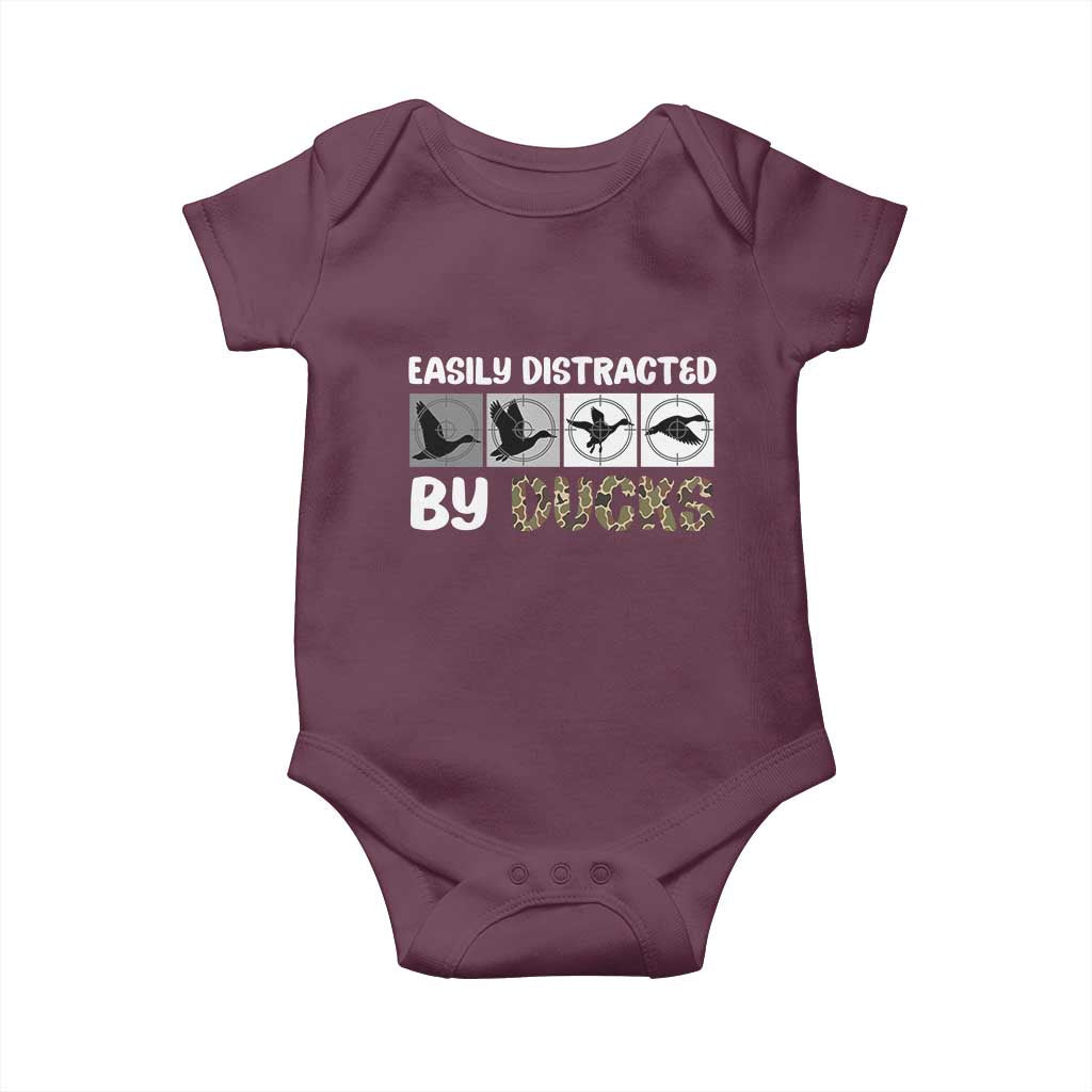 Funny Hunting Gift Baby Onesie Easily Distracted By Ducks Outdoor Lover - Wonder Print Shop