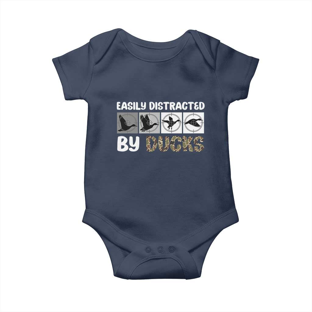 Funny Hunting Gift Baby Onesie Easily Distracted By Ducks Outdoor Lover - Wonder Print Shop