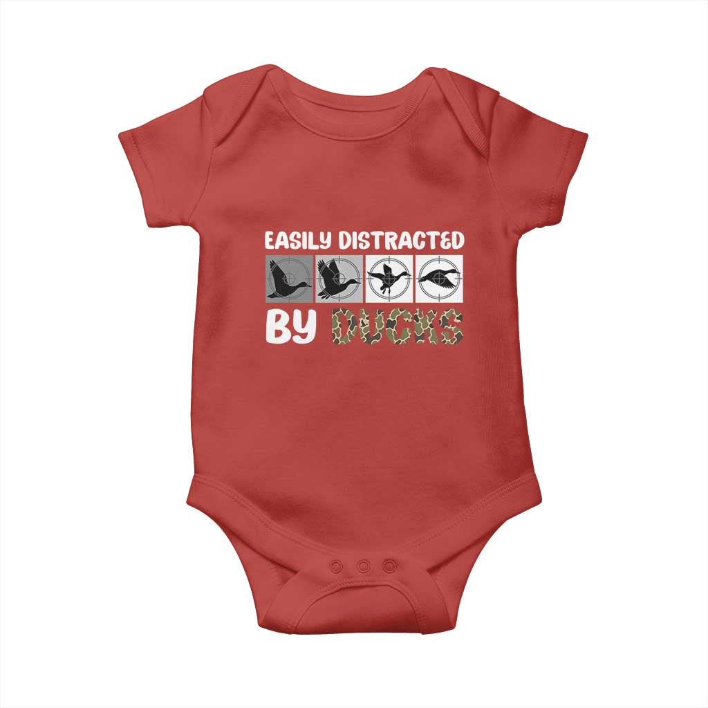 Funny Hunting Gift Baby Onesie Easily Distracted By Ducks Outdoor Lover - Wonder Print Shop