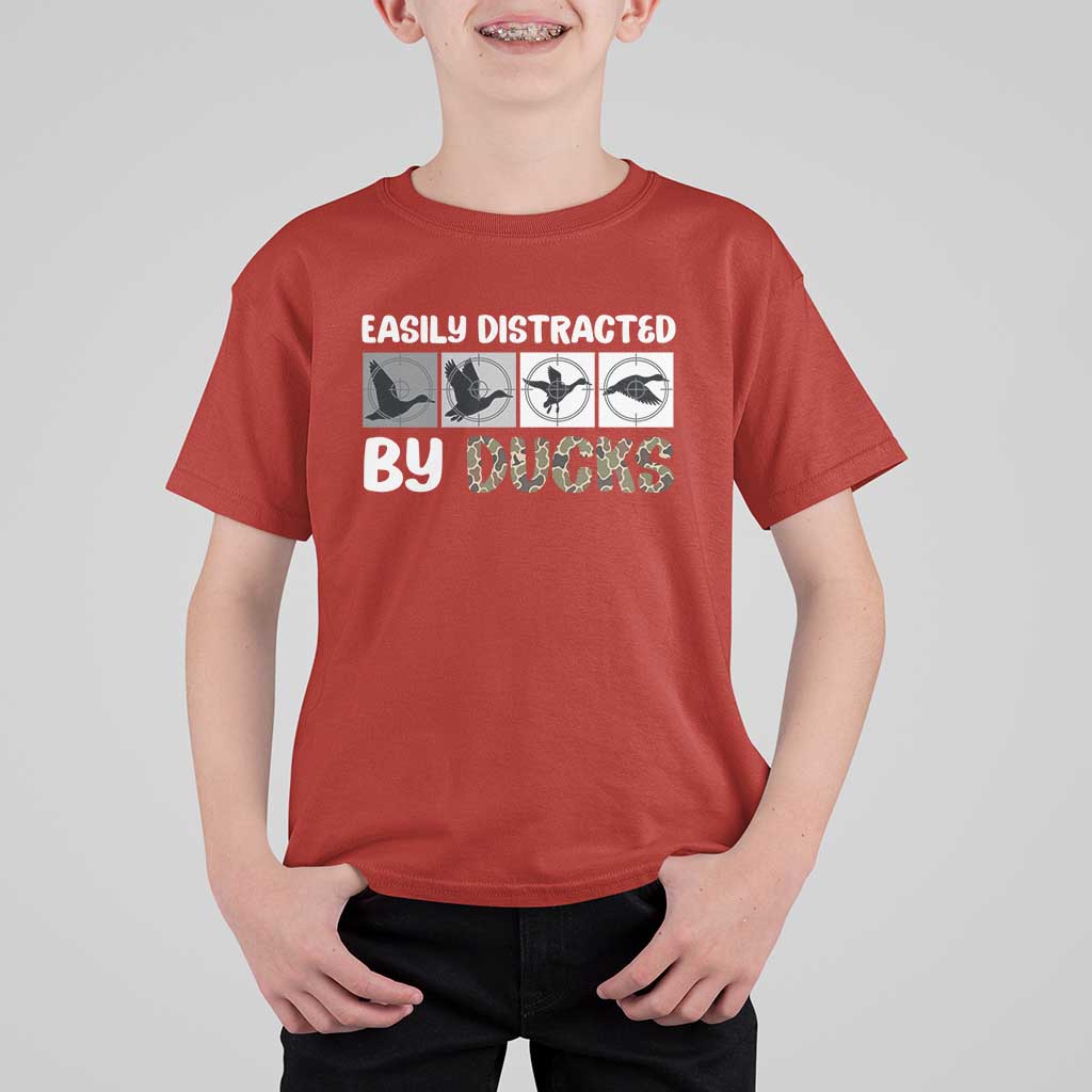 Funny Hunting Gift T Shirt For Kid Easily Distracted By Ducks Outdoor Lover - Wonder Print Shop