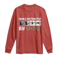 Funny Hunting Gift Long Sleeve Shirt Easily Distracted By Ducks Outdoor Lover - Wonder Print Shop