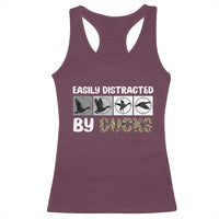 Funny Hunting Gift Racerback Tank Top Easily Distracted By Ducks Outdoor Lover - Wonder Print Shop