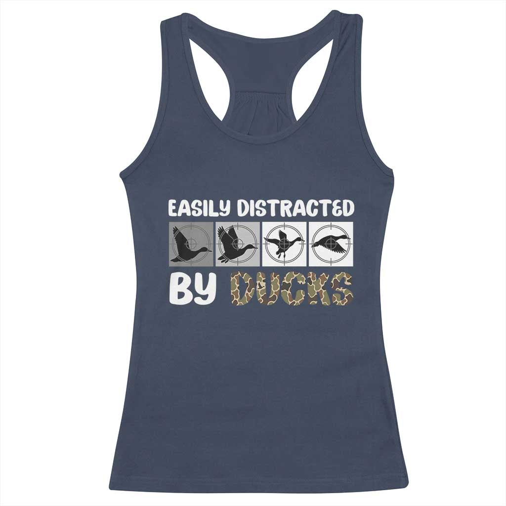 Funny Hunting Gift Racerback Tank Top Easily Distracted By Ducks Outdoor Lover - Wonder Print Shop
