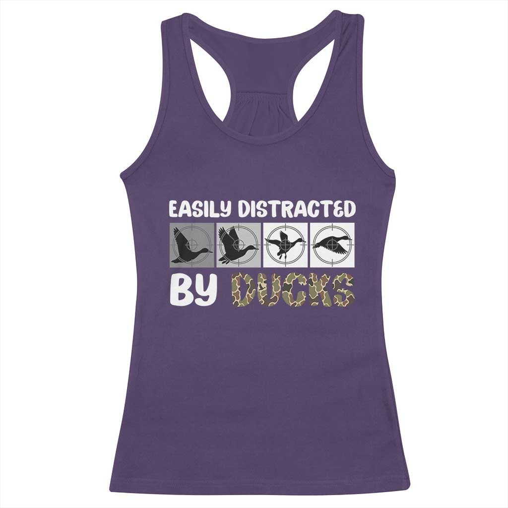 Funny Hunting Gift Racerback Tank Top Easily Distracted By Ducks Outdoor Lover - Wonder Print Shop