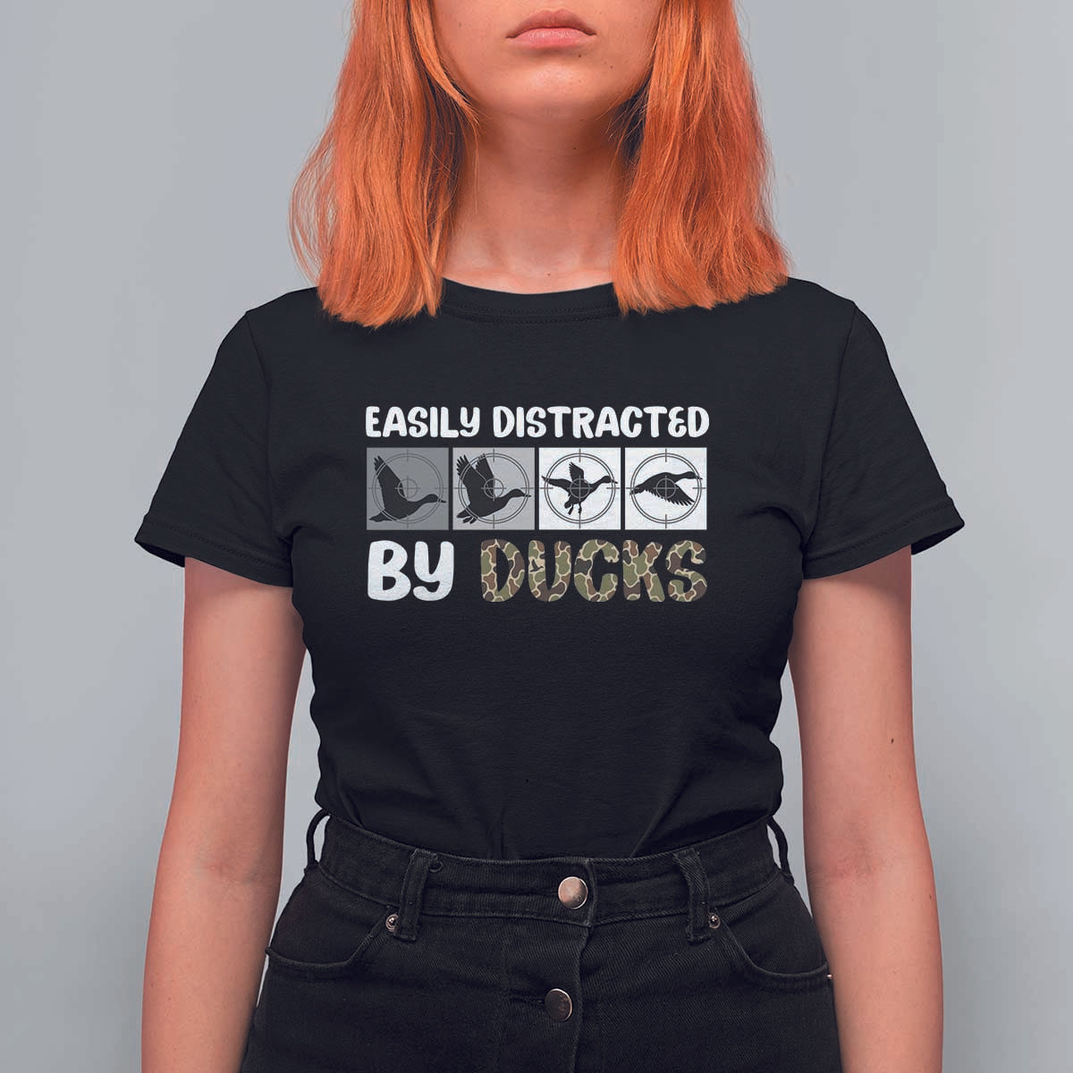 Funny Hunting Gift T Shirt For Women Easily Distracted By Ducks Outdoor Lover - Wonder Print Shop