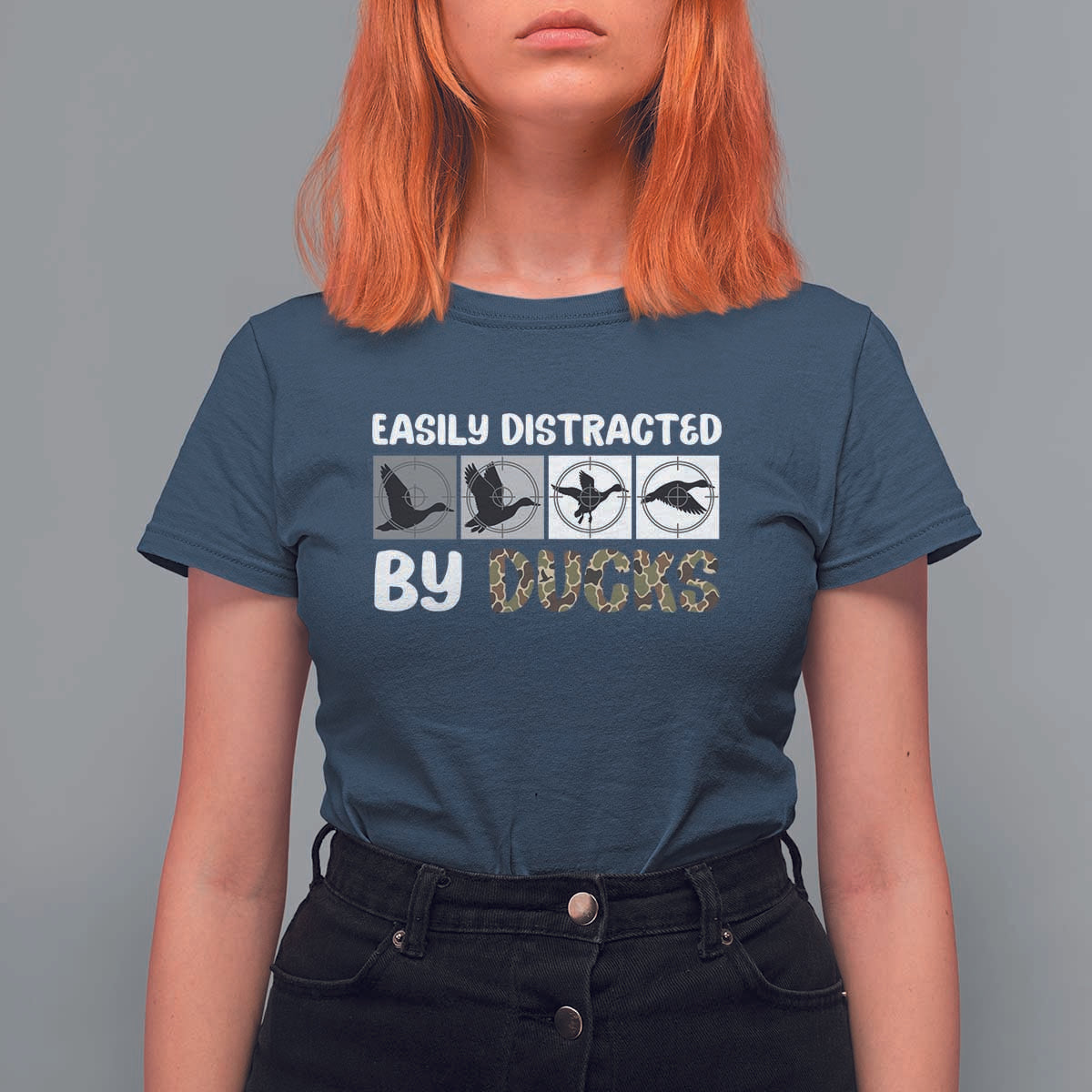 Funny Hunting Gift T Shirt For Women Easily Distracted By Ducks Outdoor Lover - Wonder Print Shop