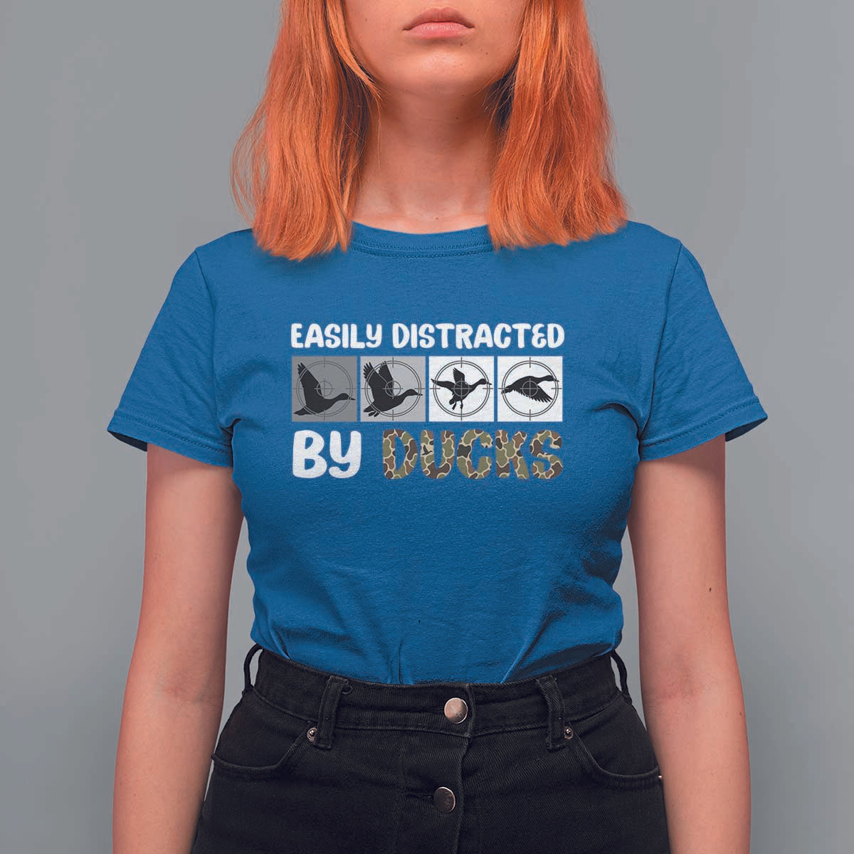 Funny Hunting Gift T Shirt For Women Easily Distracted By Ducks Outdoor Lover - Wonder Print Shop