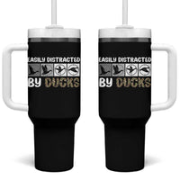 Funny Hunting Gift Tumbler With Handle Easily Distracted By Ducks Outdoor Lover
