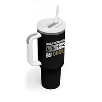 Funny Hunting Gift Tumbler With Handle Easily Distracted By Ducks Outdoor Lover