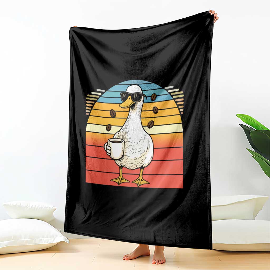 Funny Duck Drinking Throw Blanket Coffee Lover Gift - Wonder Print Shop