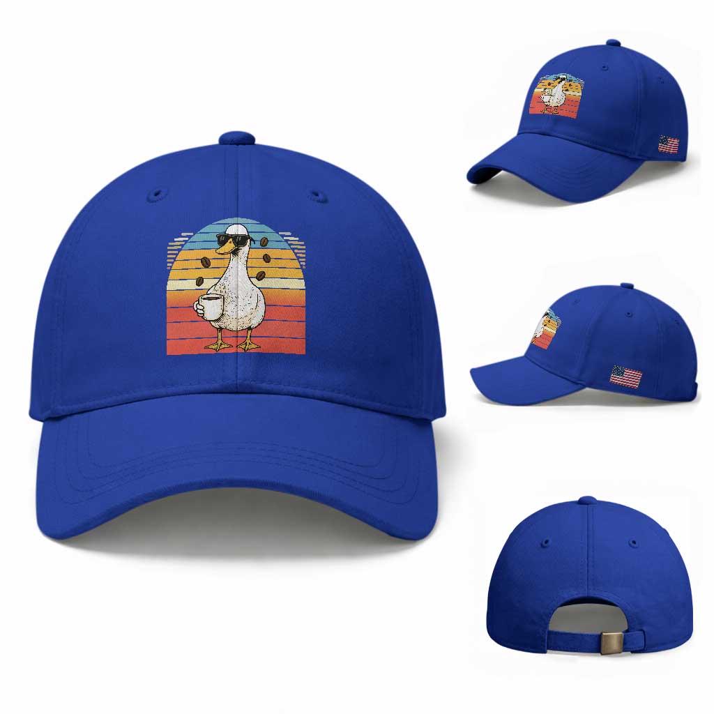 Funny Duck Drinking Baseball Cap Coffee Lover Gift