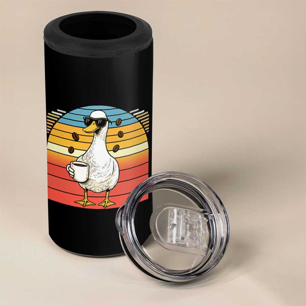Funny Duck Drinking 4 in 1 Can Cooler Tumbler Coffee Lover Gift