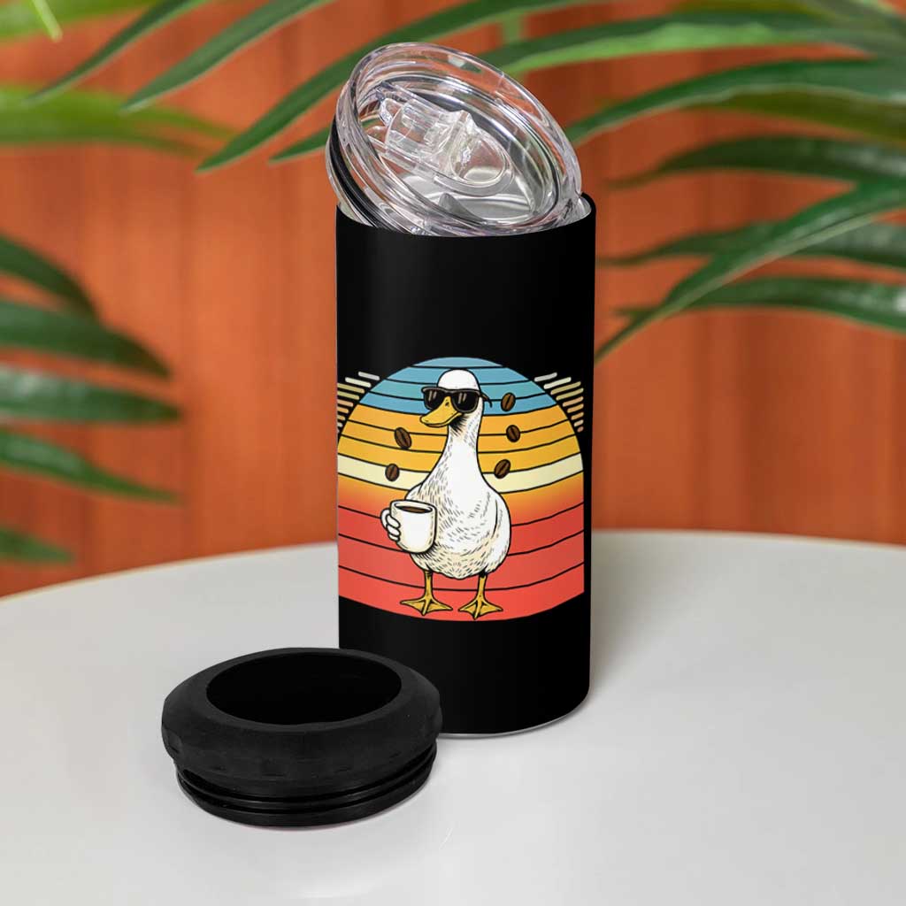 Funny Duck Drinking 4 in 1 Can Cooler Tumbler Coffee Lover Gift