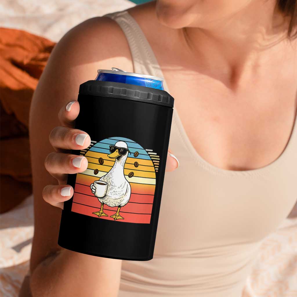 Funny Duck Drinking 4 in 1 Can Cooler Tumbler Coffee Lover Gift