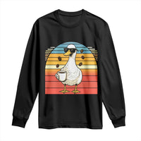 Funny Duck Drinking Long Sleeve Shirt Coffee Lover Gift - Wonder Print Shop