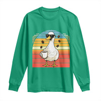 Funny Duck Drinking Long Sleeve Shirt Coffee Lover Gift - Wonder Print Shop