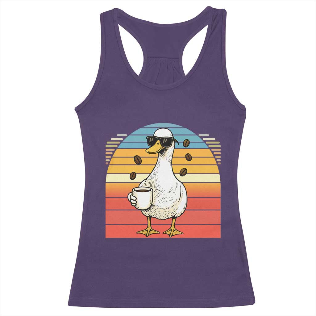 Funny Duck Drinking Racerback Tank Top Coffee Lover Gift - Wonder Print Shop