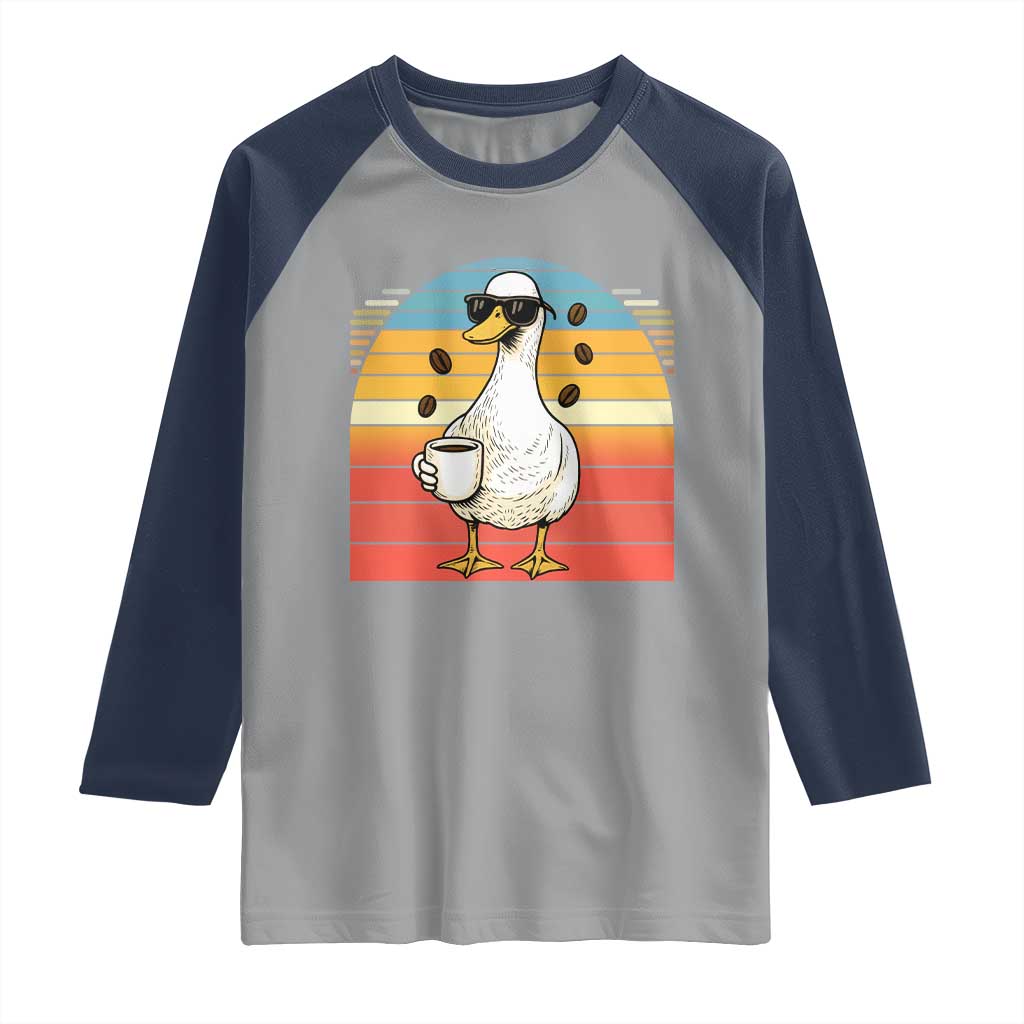 Funny Duck Drinking Raglan Shirt Coffee Lover Gift - Wonder Print Shop