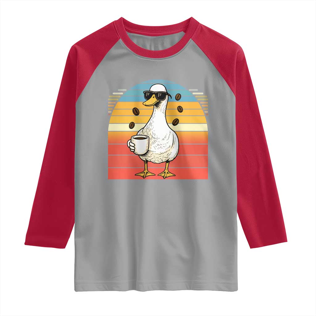 Funny Duck Drinking Raglan Shirt Coffee Lover Gift - Wonder Print Shop