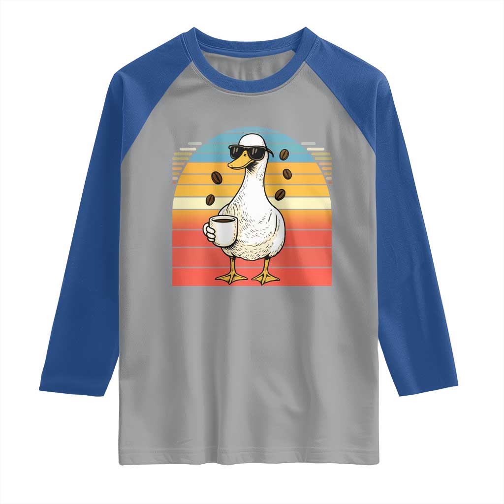 Funny Duck Drinking Raglan Shirt Coffee Lover Gift - Wonder Print Shop