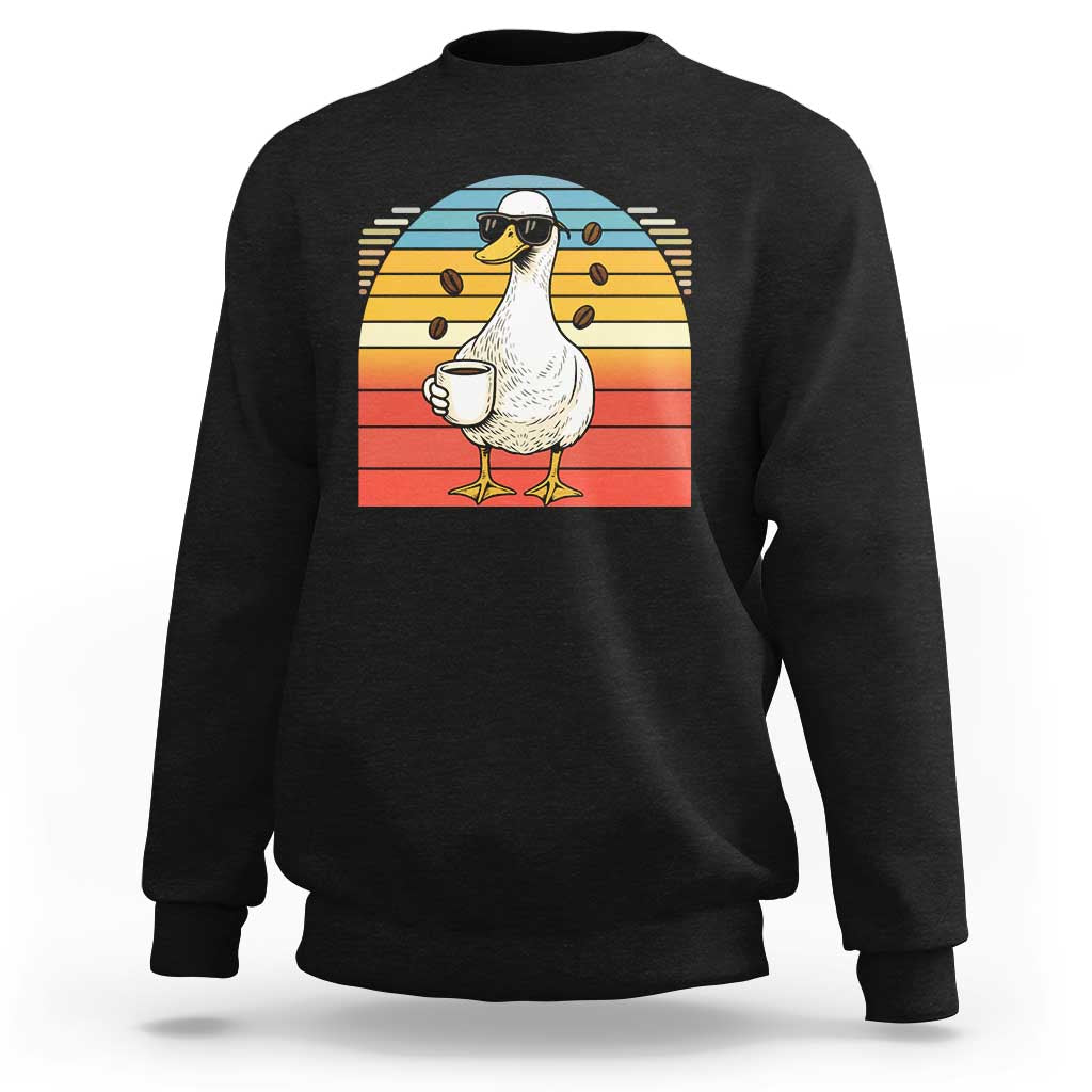 Funny Duck Drinking Sweatshirt Coffee Lover Gift - Wonder Print Shop