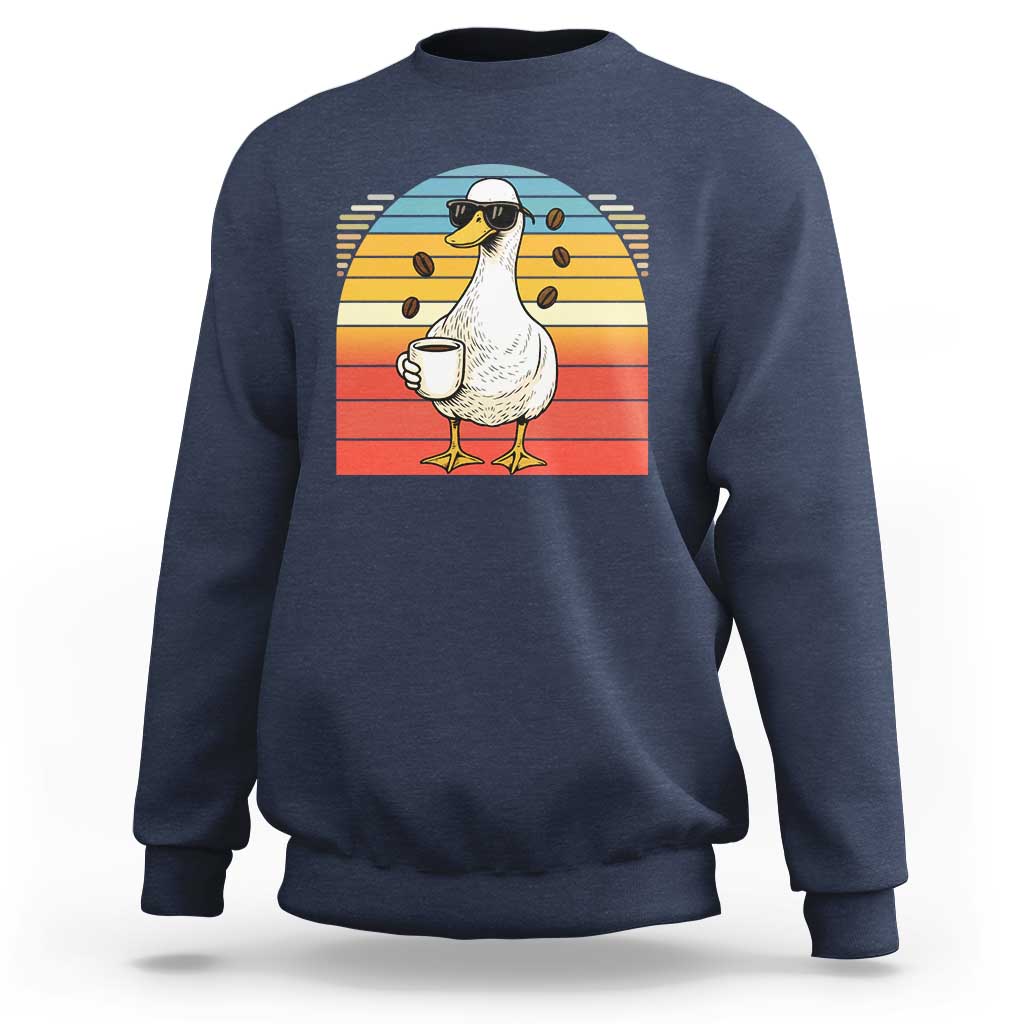 Funny Duck Drinking Sweatshirt Coffee Lover Gift - Wonder Print Shop
