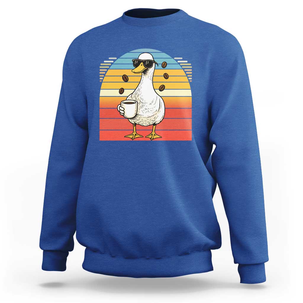 Funny Duck Drinking Sweatshirt Coffee Lover Gift - Wonder Print Shop