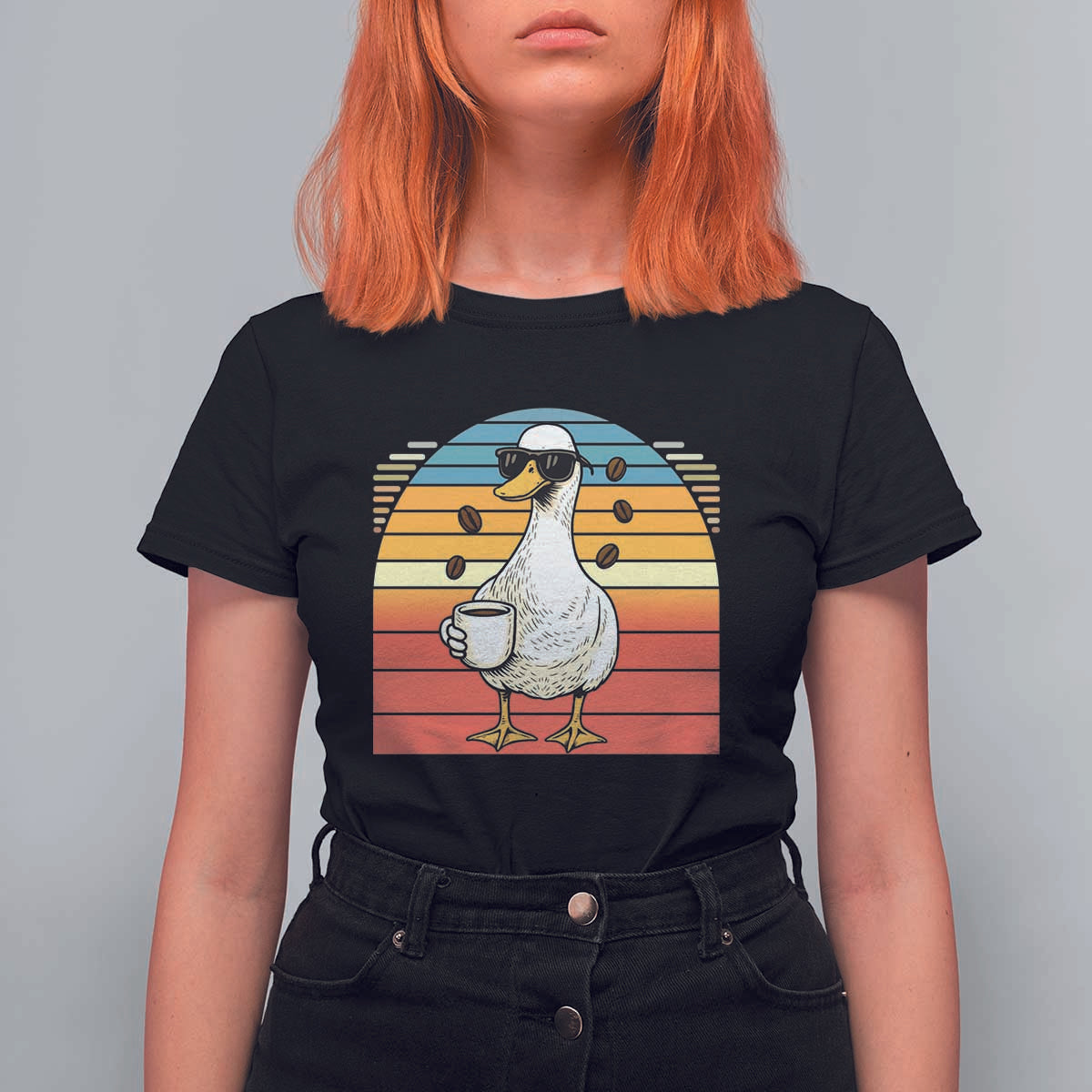 Funny Duck Drinking T Shirt For Women Coffee Lover Gift - Wonder Print Shop