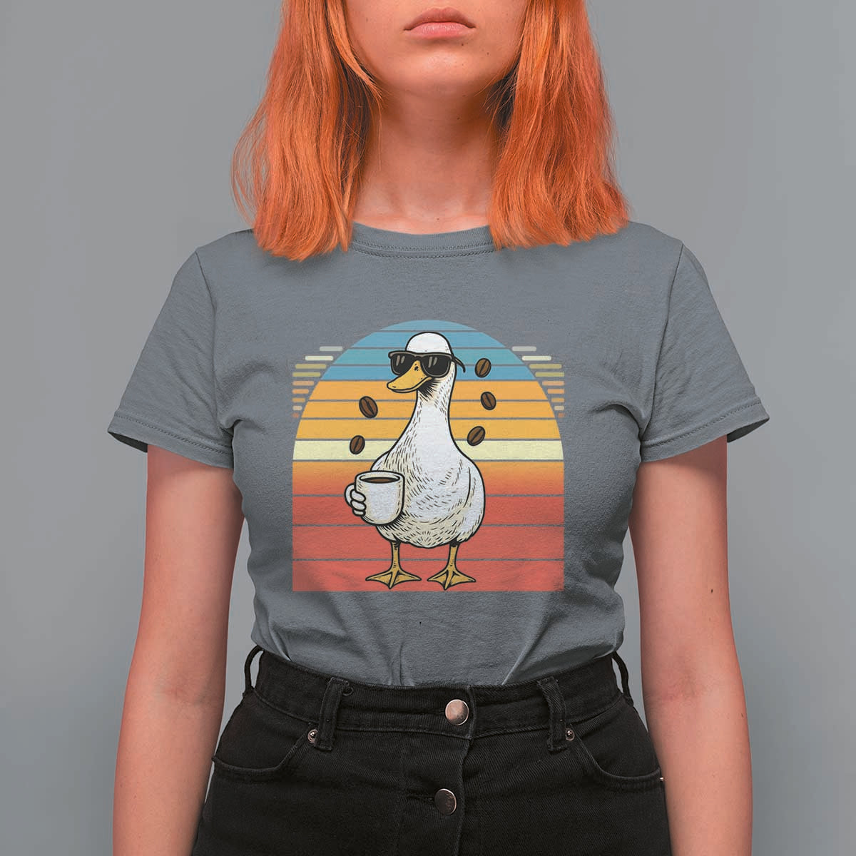 Funny Duck Drinking T Shirt For Women Coffee Lover Gift - Wonder Print Shop
