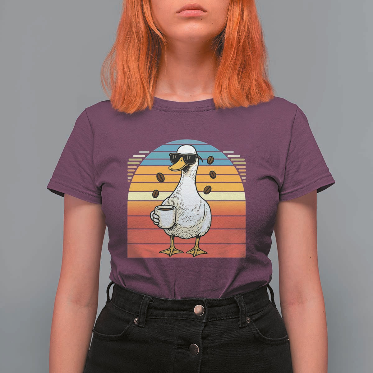 Funny Duck Drinking T Shirt For Women Coffee Lover Gift - Wonder Print Shop