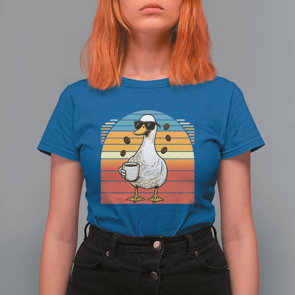 Funny Duck Drinking T Shirt For Women Coffee Lover Gift - Wonder Print Shop