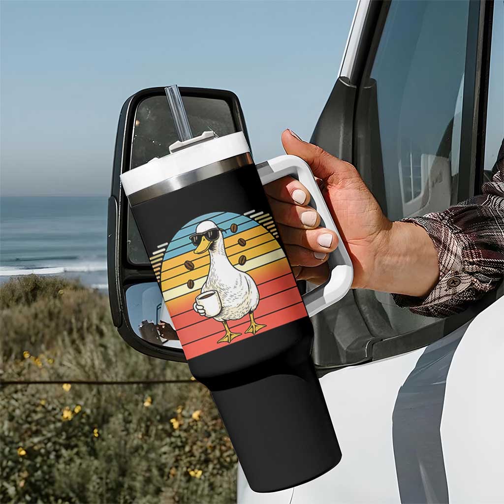 Funny Duck Drinking Tumbler With Handle Coffee Lover Gift