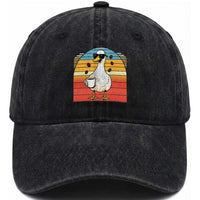 Funny Duck Drinking Washed Cotton Baseball Cap Coffee Lover Gift
