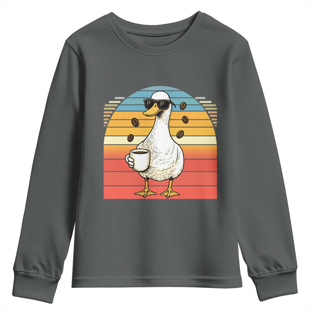 Funny Duck Drinking Youth Sweatshirt Coffee Lover Gift - Wonder Print Shop