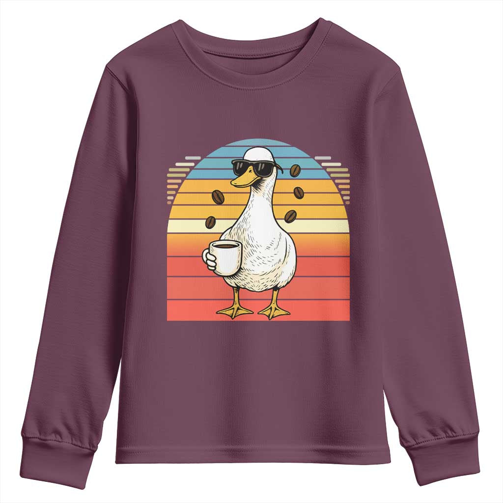 Funny Duck Drinking Youth Sweatshirt Coffee Lover Gift - Wonder Print Shop