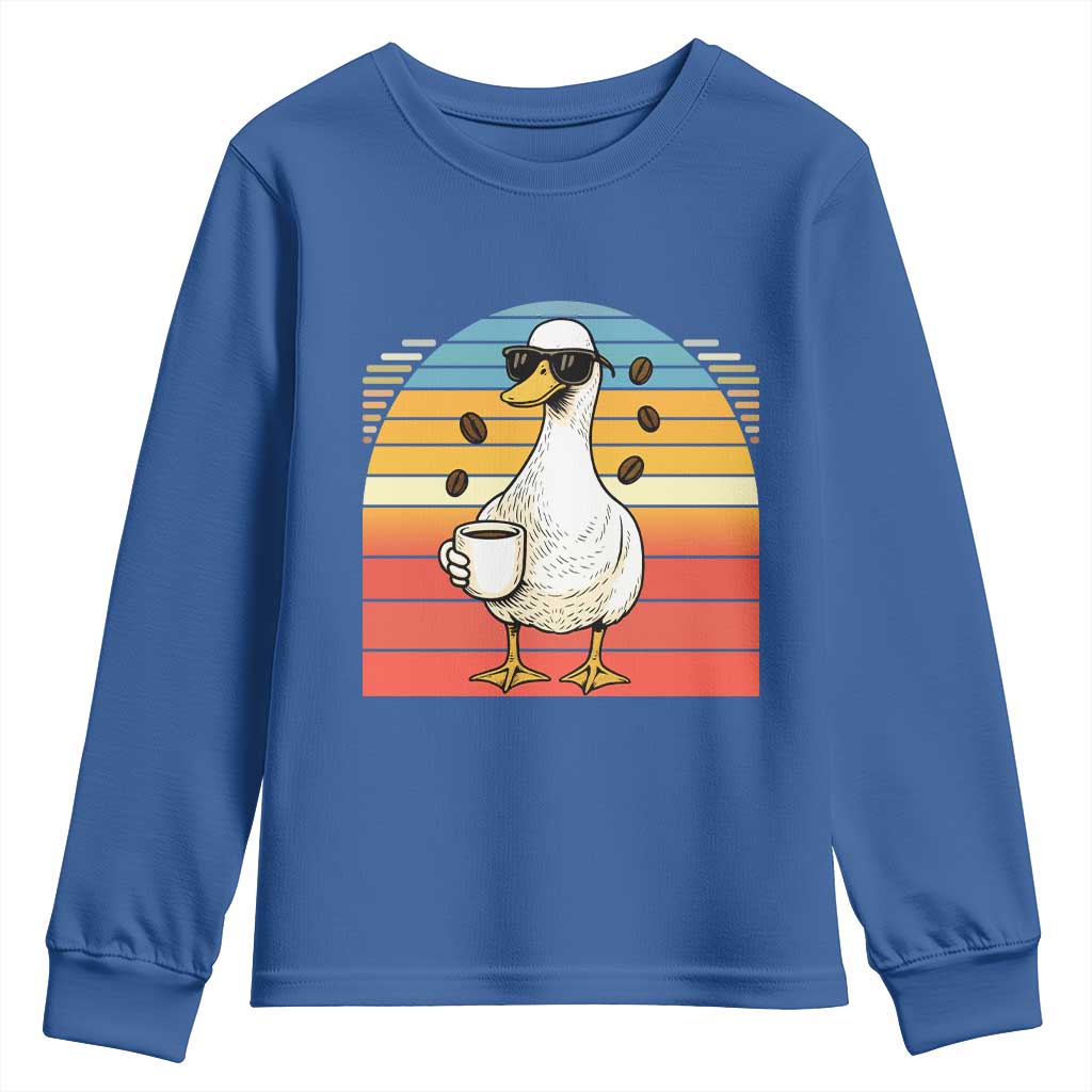 Funny Duck Drinking Youth Sweatshirt Coffee Lover Gift - Wonder Print Shop