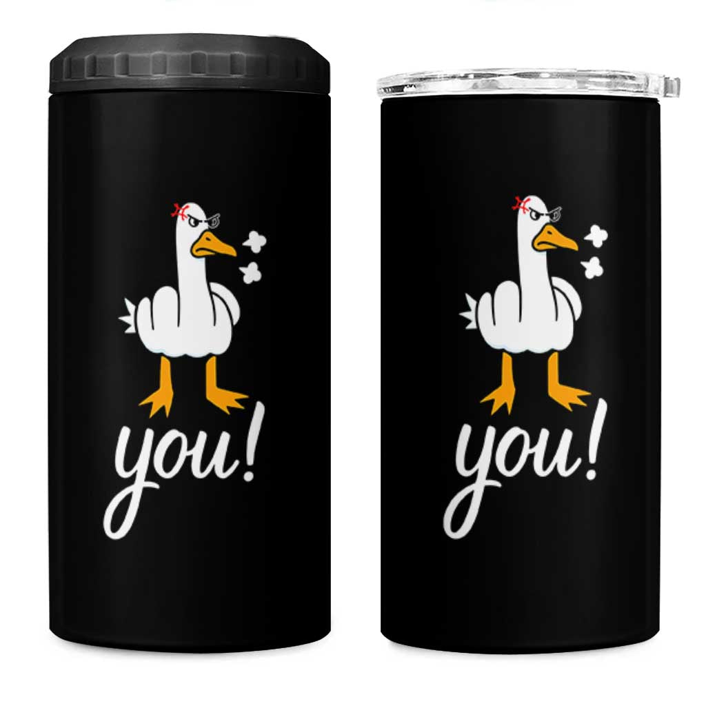 Funny Sarcastic Duck You 4 in 1 Can Cooler Tumbler Farm Animal Gift