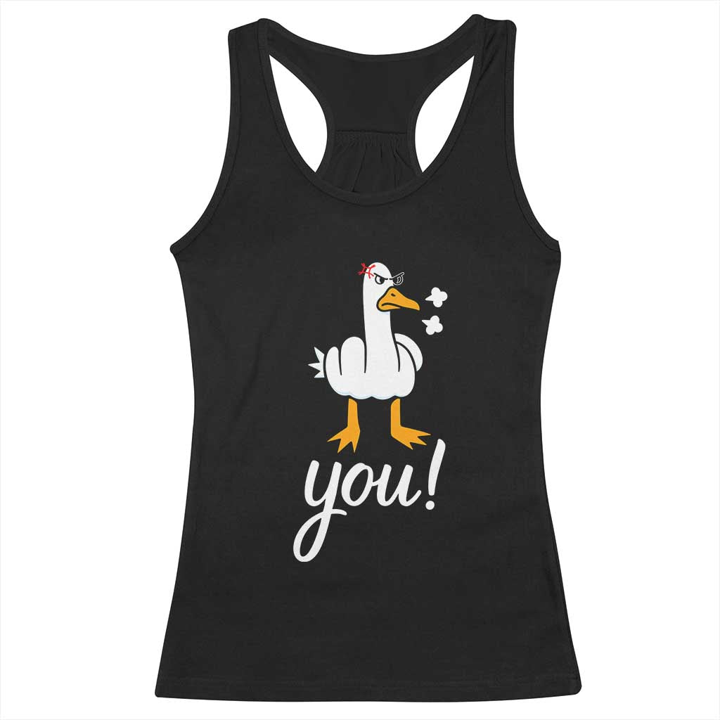 Funny Sarcastic Duck You Racerback Tank Top Farm Animal Gift - Wonder Print Shop