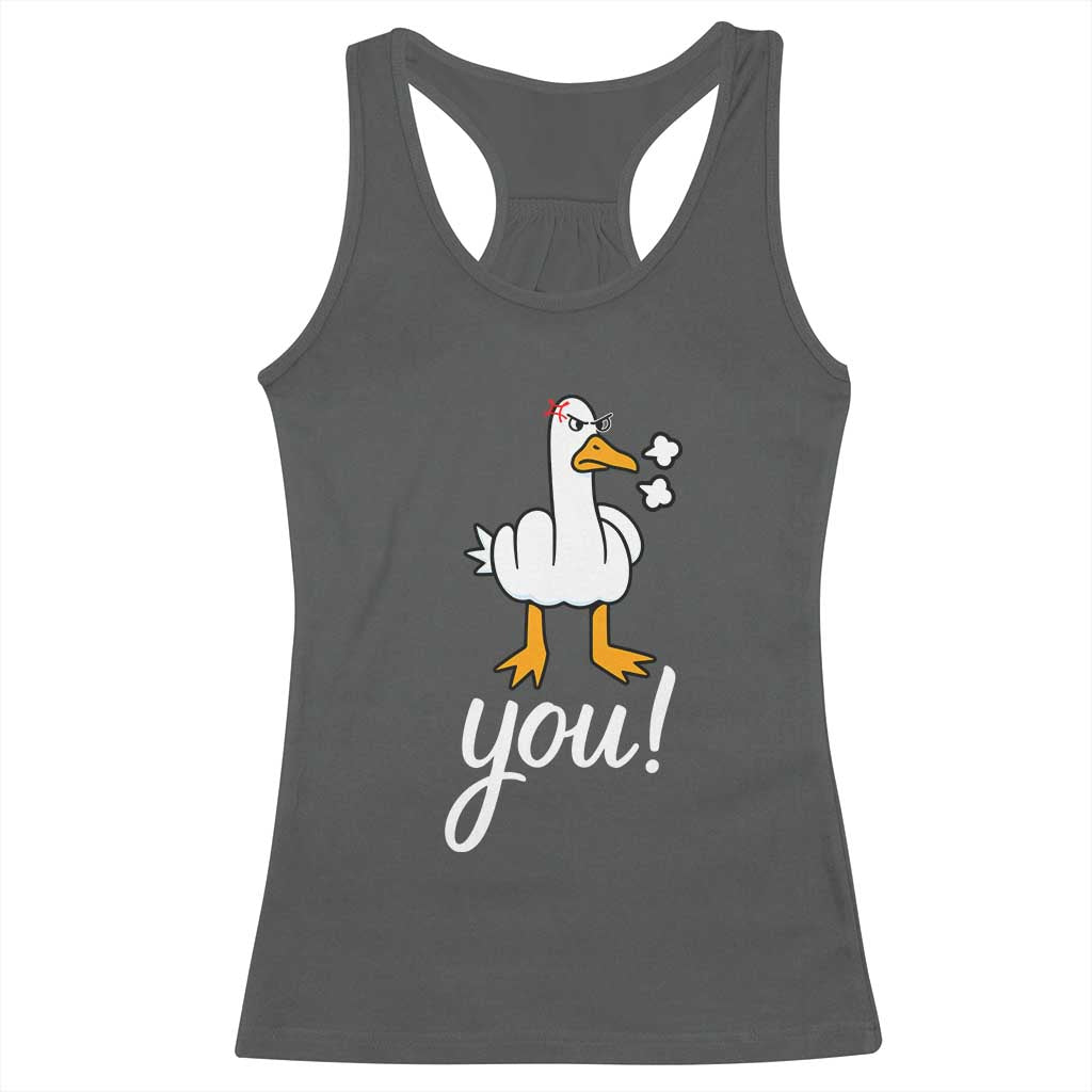Funny Sarcastic Duck You Racerback Tank Top Farm Animal Gift - Wonder Print Shop