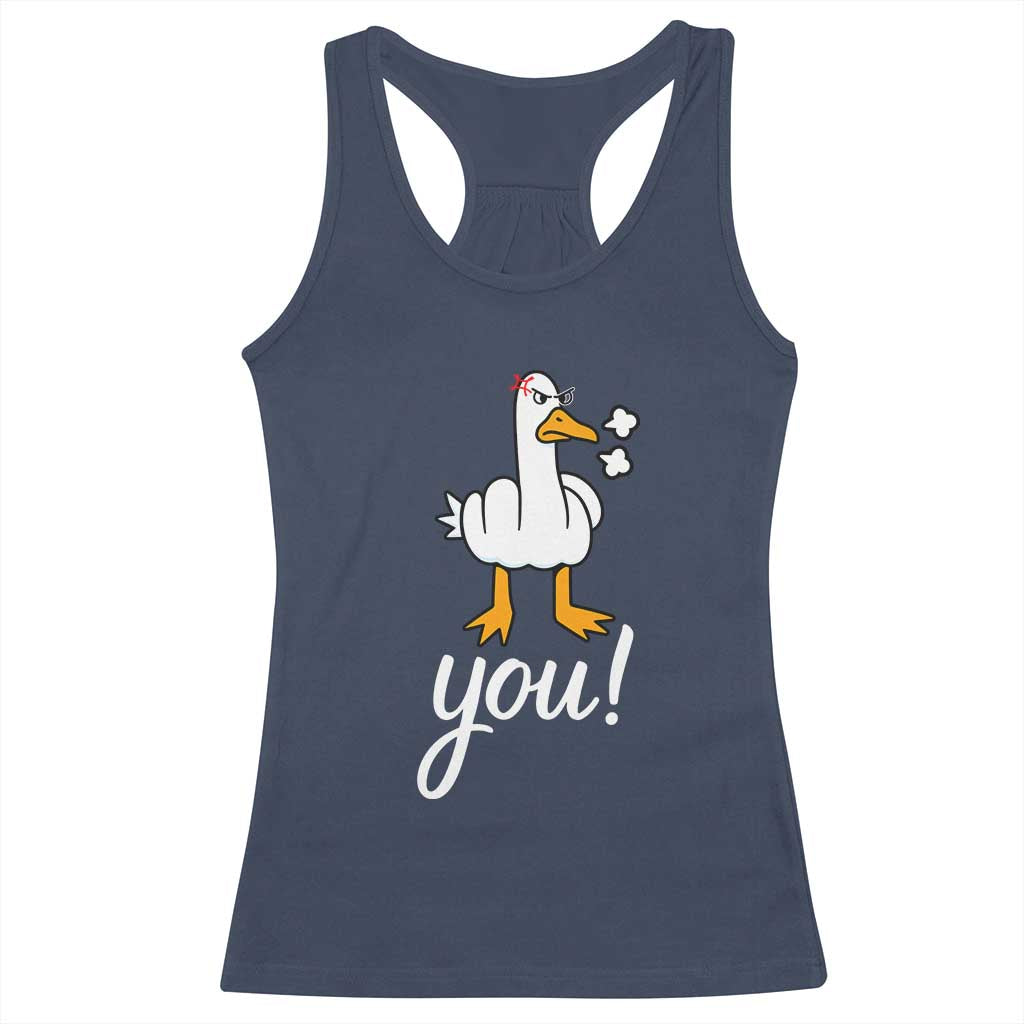 Funny Sarcastic Duck You Racerback Tank Top Farm Animal Gift - Wonder Print Shop