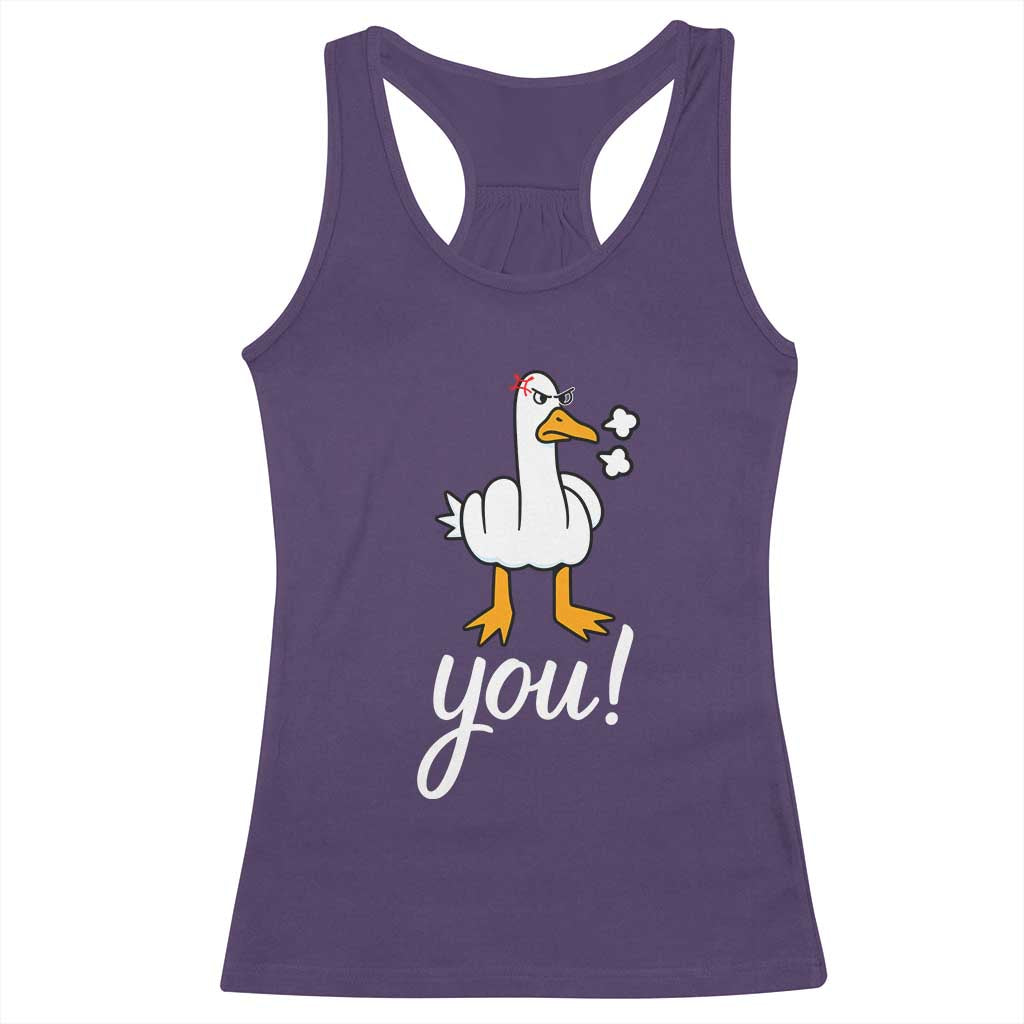 Funny Sarcastic Duck You Racerback Tank Top Farm Animal Gift - Wonder Print Shop