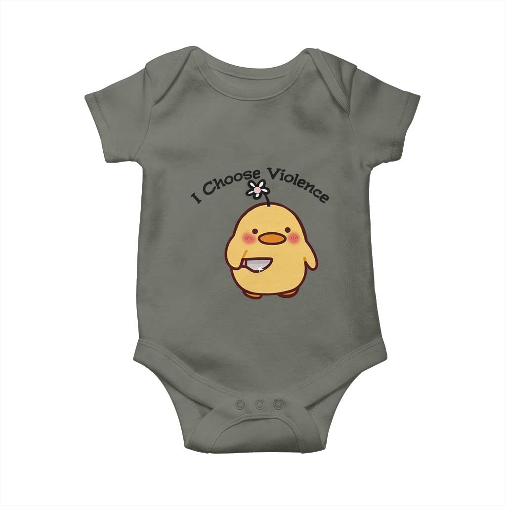 I Choose Violence Baby Onesie Funny Duck With Knife Gift - Wonder Print Shop