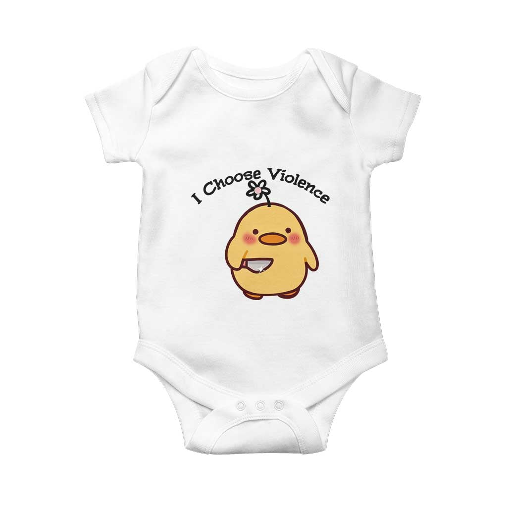 I Choose Violence Baby Onesie Funny Duck With Knife Gift - Wonder Print Shop