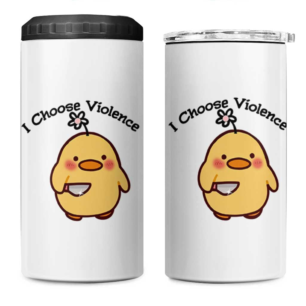 I Choose Violence 4 in 1 Can Cooler Tumbler Funny Duck With Knife Gift
